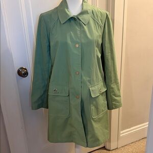 Larry Levine Light Green Swing Trench Coat